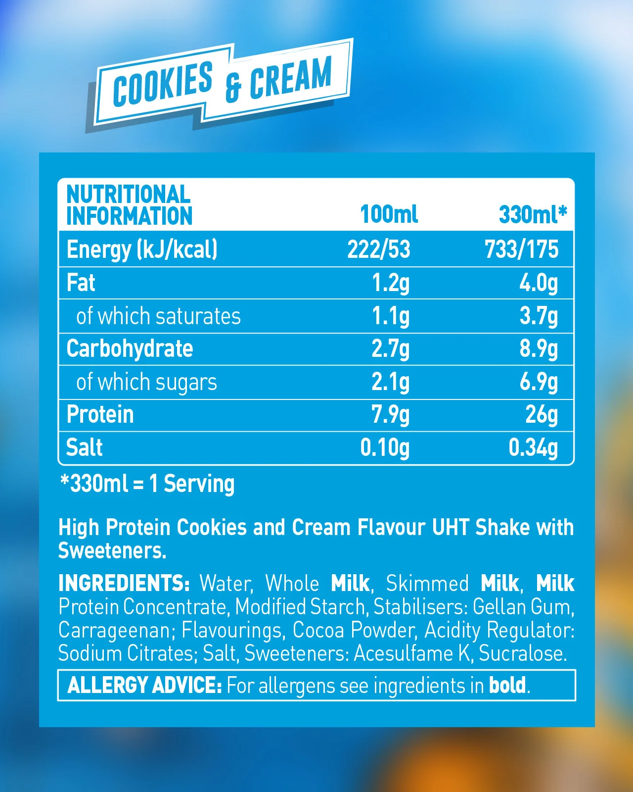 Cookies and Cream Protein Shake (8 Pack) 330ml - Image 7